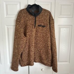 Eddie Bauer Sweater Mens 2XL Brown 1/4 Zip Pullover Mock Neck Pockets Gorpcore